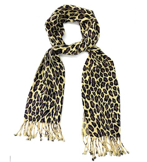 Large 3 Ply Cashmere Pashmina Leopard Animal Print Scarf.